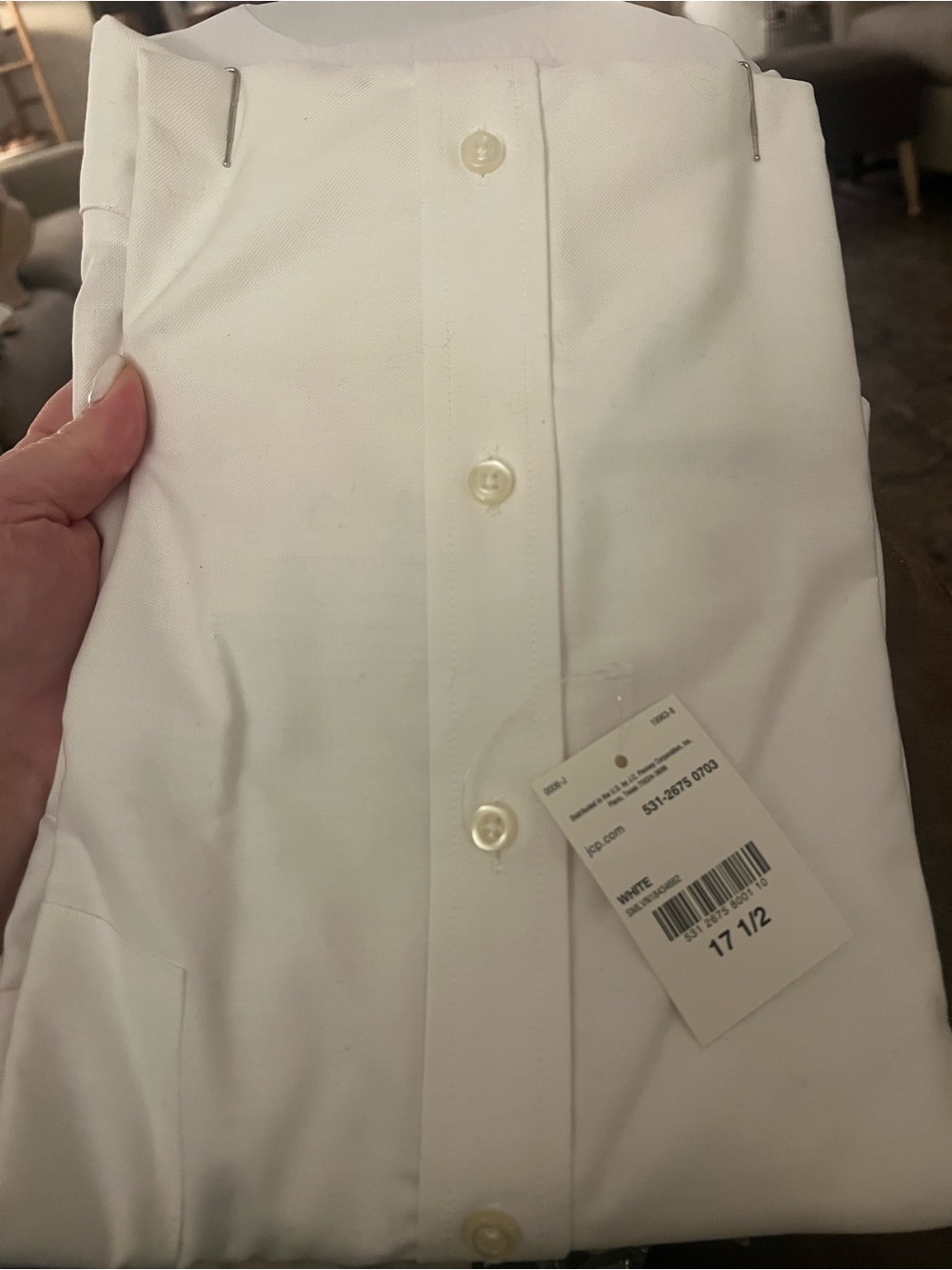 NWT Stafford Men's Short Sleeve Oxford Dress Shirt in White - Regular fit 17.5 - Picture 6 of 6
